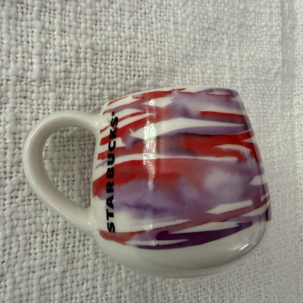 STARBUCKS 2016 Ltd Edition Watercolor Pink Purple Demi 3oz Espresso Mini Mug Cup